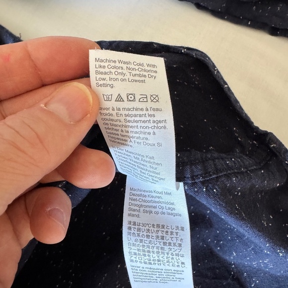 J. Crew Factory Men's M Slim Marled Cotton Button Down Shirt Navy Preppy Office - Picture 8 of 14